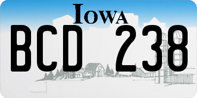 IA license plate BCD238
