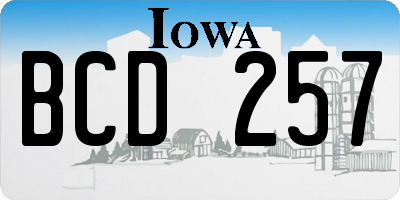 IA license plate BCD257