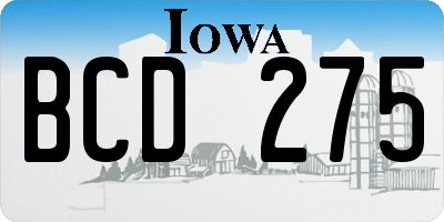 IA license plate BCD275