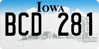 IA license plate BCD281