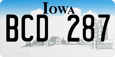IA license plate BCD287