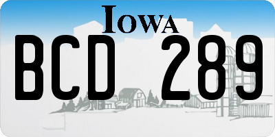IA license plate BCD289