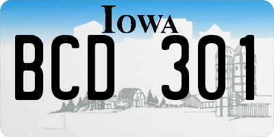 IA license plate BCD301