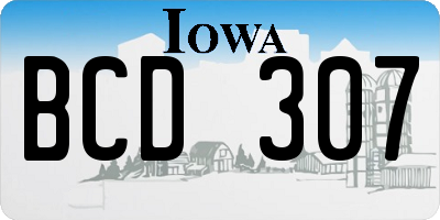 IA license plate BCD307