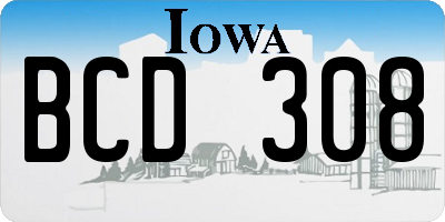 IA license plate BCD308