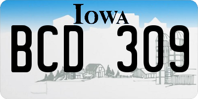 IA license plate BCD309