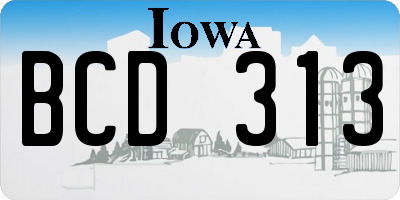 IA license plate BCD313