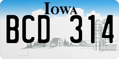 IA license plate BCD314