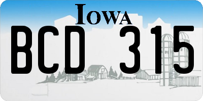 IA license plate BCD315