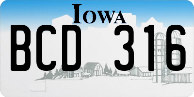 IA license plate BCD316