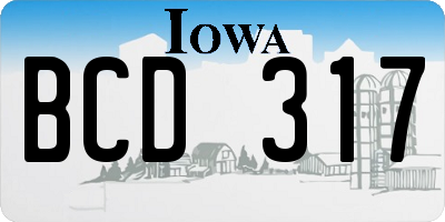 IA license plate BCD317