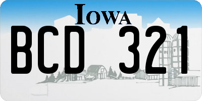 IA license plate BCD321