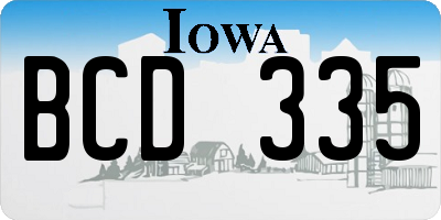 IA license plate BCD335