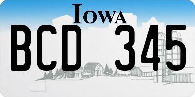 IA license plate BCD345