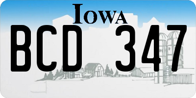 IA license plate BCD347