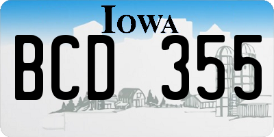 IA license plate BCD355