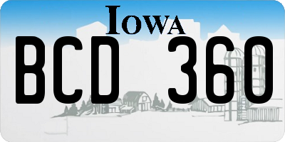 IA license plate BCD360