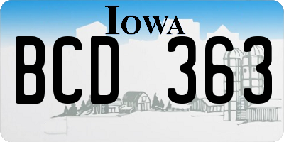 IA license plate BCD363