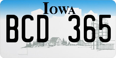 IA license plate BCD365