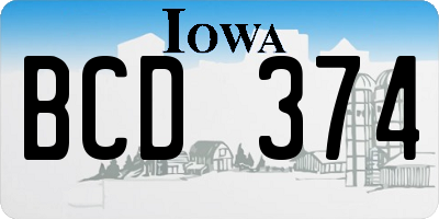 IA license plate BCD374