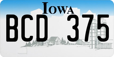 IA license plate BCD375