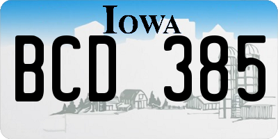 IA license plate BCD385