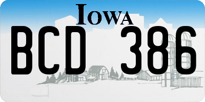 IA license plate BCD386