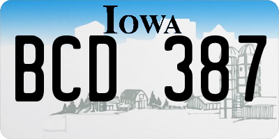 IA license plate BCD387