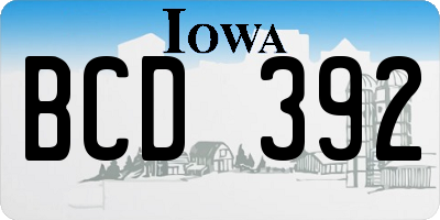 IA license plate BCD392