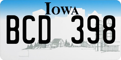 IA license plate BCD398