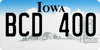 IA license plate BCD400
