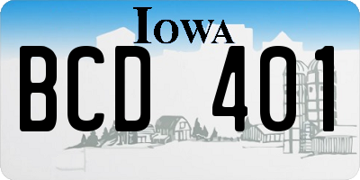 IA license plate BCD401