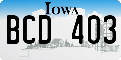 IA license plate BCD403
