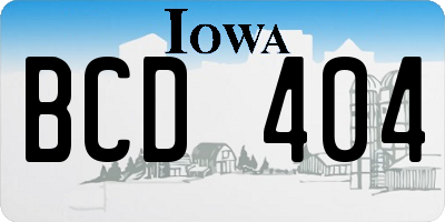 IA license plate BCD404