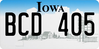 IA license plate BCD405