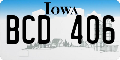 IA license plate BCD406