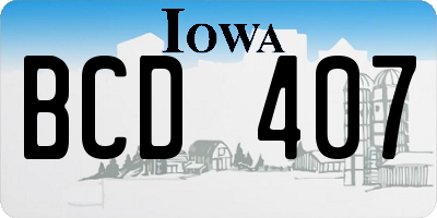 IA license plate BCD407