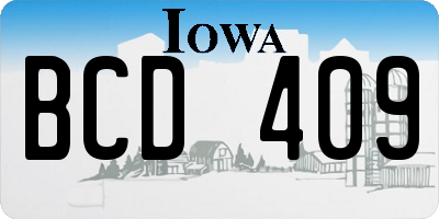 IA license plate BCD409