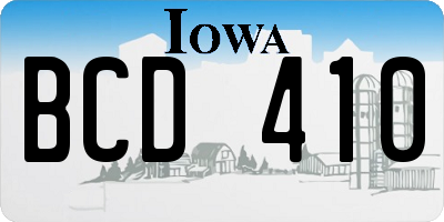 IA license plate BCD410