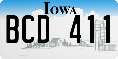 IA license plate BCD411