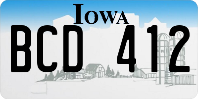 IA license plate BCD412