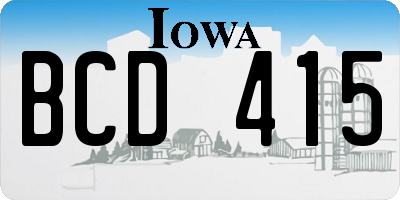 IA license plate BCD415