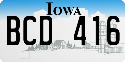 IA license plate BCD416
