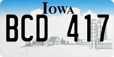 IA license plate BCD417