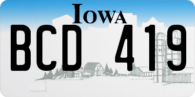 IA license plate BCD419