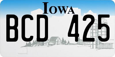 IA license plate BCD425