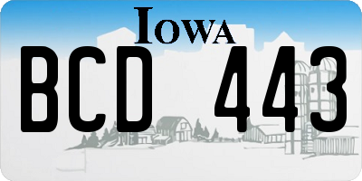 IA license plate BCD443