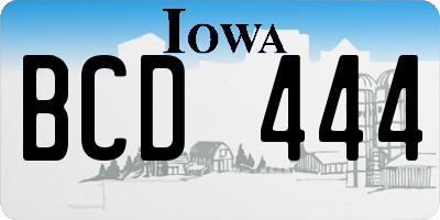 IA license plate BCD444