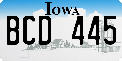 IA license plate BCD445