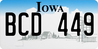 IA license plate BCD449
